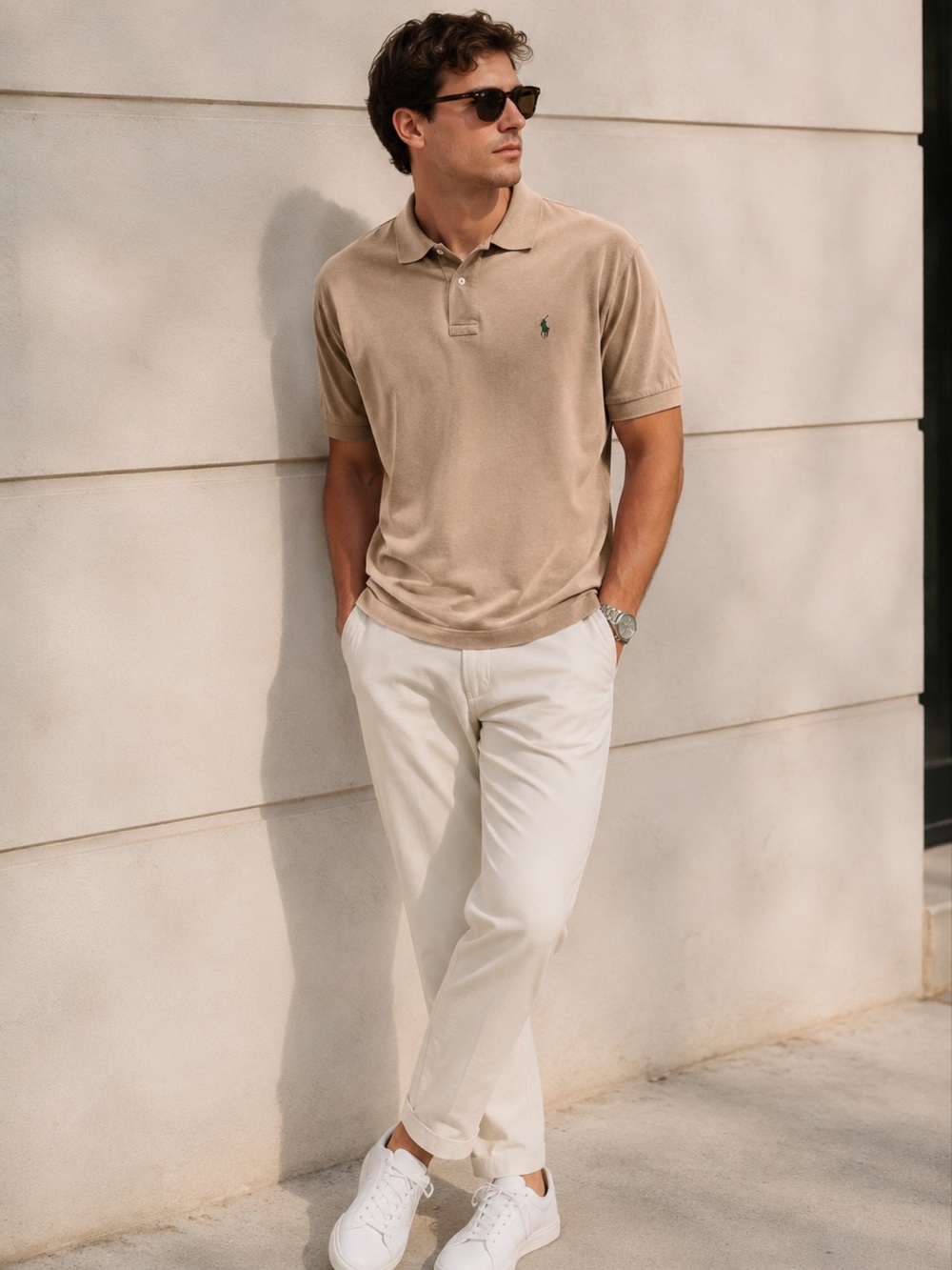 Polo by Ralph Lauren Tan Short-Sleeve Polo Shirt. Size XL